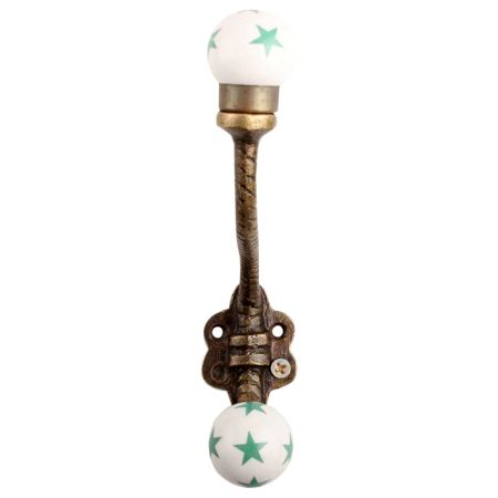 Green Star Ceramic Floral Iron Hooks-EHG-98